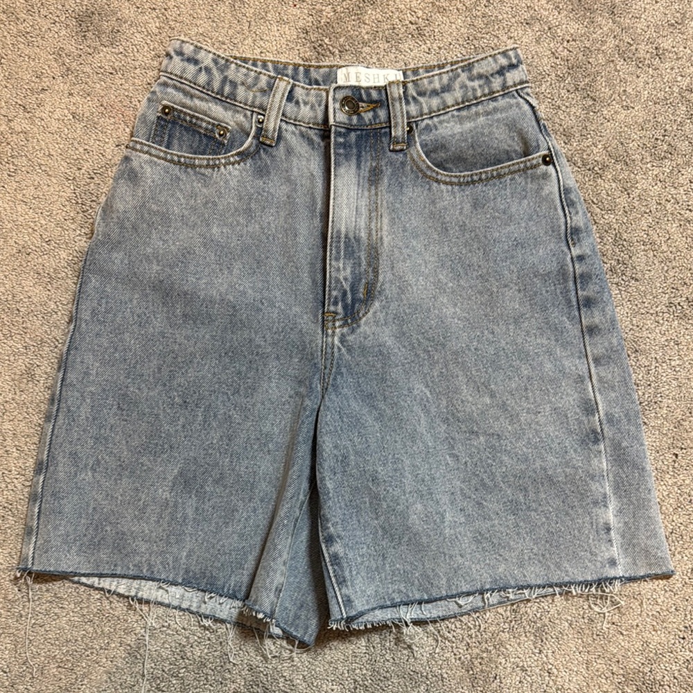 NWT Meshki Kira Raw Hem Longline Boyfriend Shorts
